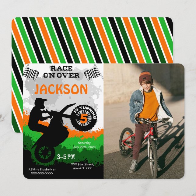 Invitación de foto de bicicleta (Anverso / Reverso)