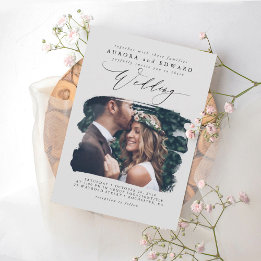 Invitación de foto de boda boho elegante moderna g