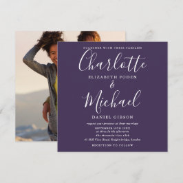 Invitación de foto de boda con elegante letra curs