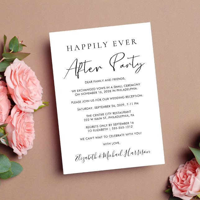 Invitación de foto de boda de fiesta para siempre  (From private vows to a grand happily ever after party - celebrate with family and friends)