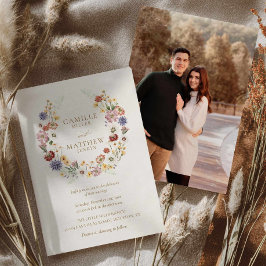 Invitación de foto de boda de jardín de flores sil