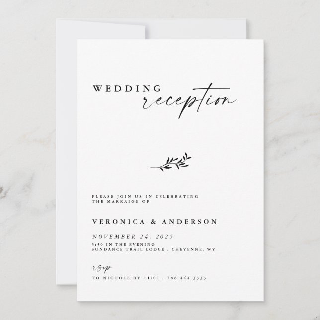 Invitación de Foto de Boda de Recepción de Fuga Mi (Anverso)