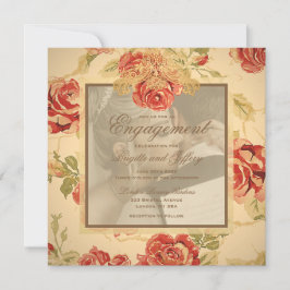 invitación de foto de boda de rosa roja rústica am