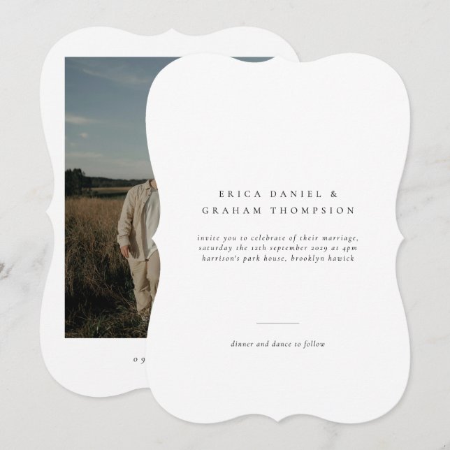 Invitación de foto de boda formal clásica (Anverso / Reverso)