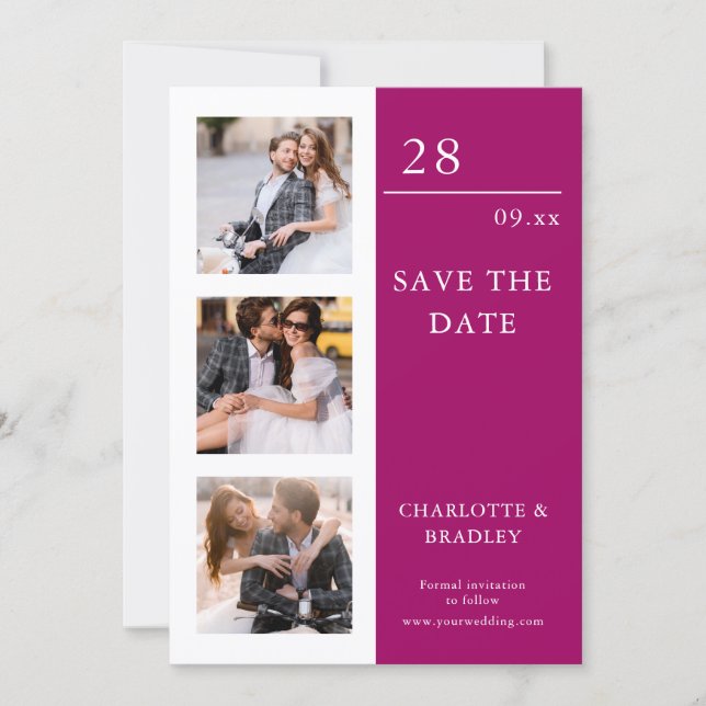 Invitación de Foto de Boda Moderna para Guardar la (Anverso)