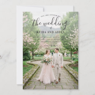 Invitación de Foto de Boda Romántica al Aire Libre