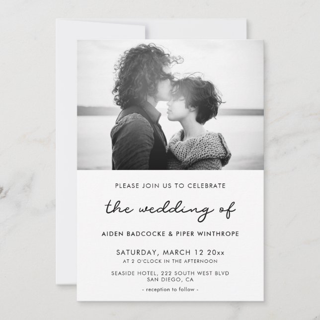 Invitación de foto de boda simple (Anverso)