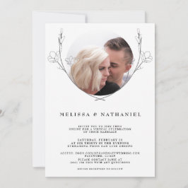 Invitación de foto de boda virtual floral botánica