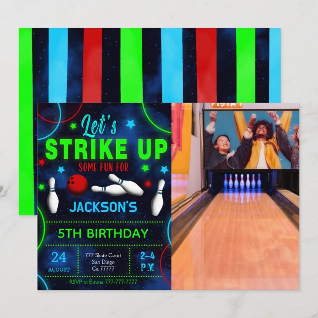 Invitación de foto de bolos (Anverso / Reverso)