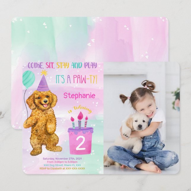 Invitación de foto de cachorro (Anverso / Reverso)