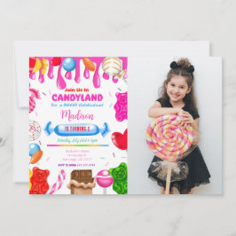 Invitación de foto de Candy land
