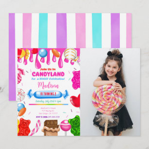Invitación de foto de Candy land