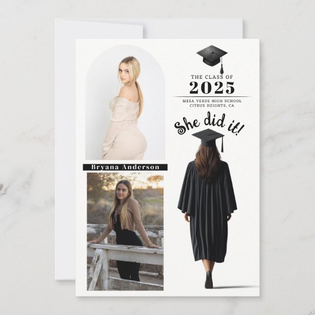 Invitación de foto de Chica graduado de Brunette G (Anverso)