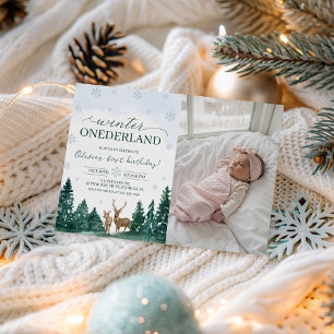 Invitación de foto de ciervo de Winter ONEderland