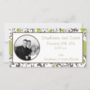 invitación de foto de compromiso 4x8 Floral verde