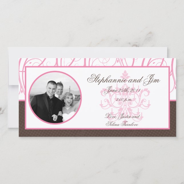 invitación de foto de compromiso 4x8 Lámpara rosa (Anverso)