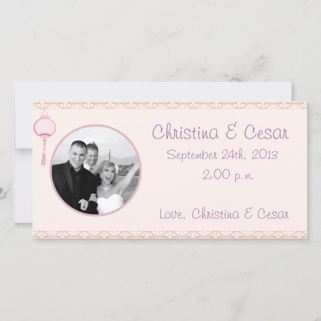 invitación de foto de compromiso 4x8 Lant rosa mor (Anverso)