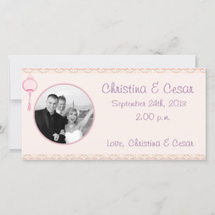 invitación de foto de compromiso 4x8 Lant rosa mor