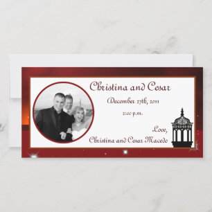 invitación de foto de compromiso 4x8 Maroon Lanter