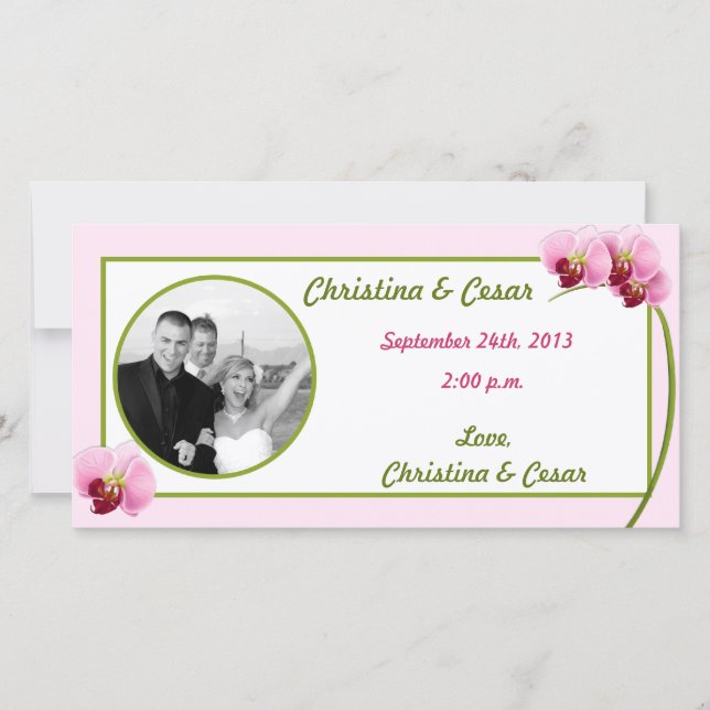 invitación de foto de compromiso 4x8 - Orquídea ro (Anverso)