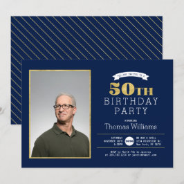Invitación de foto de cumpleaños 50 para fiesta de