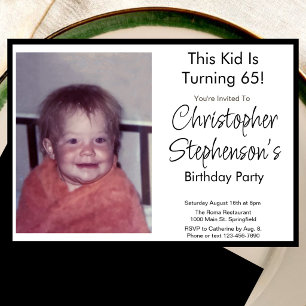 Invitación de foto de cumpleaños 65 Minimalista Mo