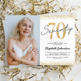 Invitación de foto de cumpleaños 70 elegante en or