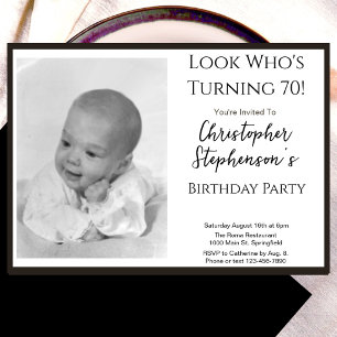 Invitación de foto de cumpleaños 70 Minimalista Mo