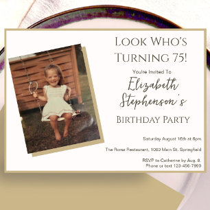 Invitación de foto de cumpleaños 75 moderno minima
