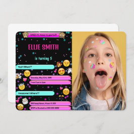 Invitación de foto de cumpleaños con emoji