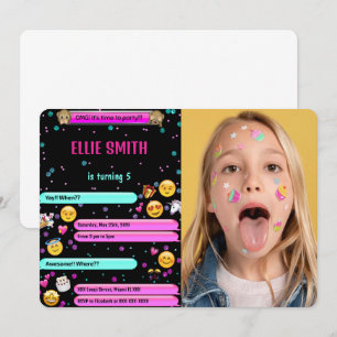Invitación de foto de cumpleaños con emoji
