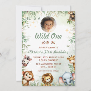 Invitación de foto de cumpleaños con tema de selva