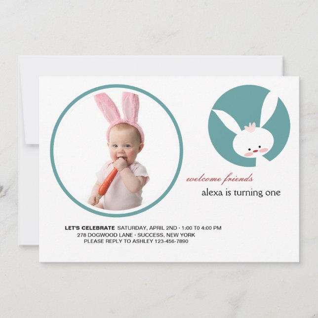 Invitación de foto de cumpleaños de algunos coneji (Anverso)