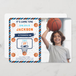 Invitación de foto de cumpleaños de baloncesto nar