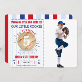Invitación de foto de cumpleaños de béisbol