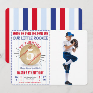 Invitación de foto de cumpleaños de béisbol