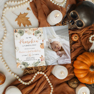 Invitación de Foto de Cumpleaños de Calabaza