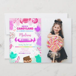 Invitación de foto de cumpleaños de Candy land