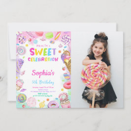 Invitación de foto de cumpleaños de dulces