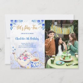Invitación de foto de cumpleaños de fiesta de té a