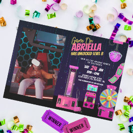 Invitación de foto de cumpleaños de Girl Arcade
