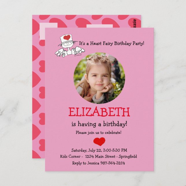 Invitación de foto de cumpleaños de la Hada del Co (Anverso / Reverso)