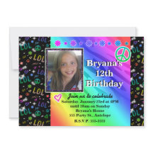 Invitación de foto de cumpleaños de LOL arcoíris p
