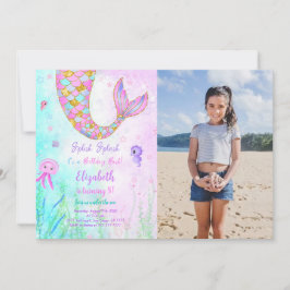 Invitación de foto de cumpleaños de niños de siren