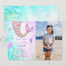 Invitación de foto de cumpleaños de niños de siren