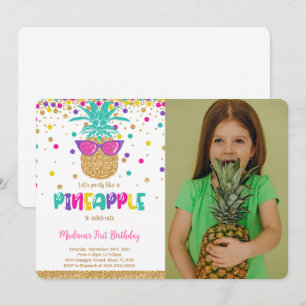 Invitación de foto de cumpleaños de piña