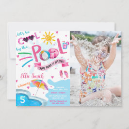 Invitación de foto de cumpleaños de piscina genial