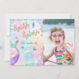 Invitación de foto de cumpleaños de sirena