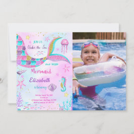 Invitación de foto de cumpleaños de sirena
