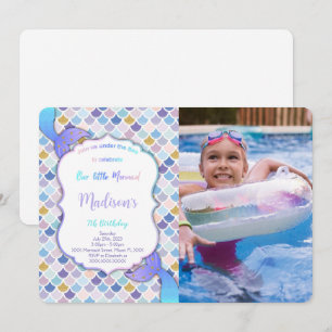 Invitación de foto de cumpleaños de sirena